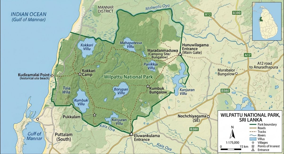Wilpattu National Park Map